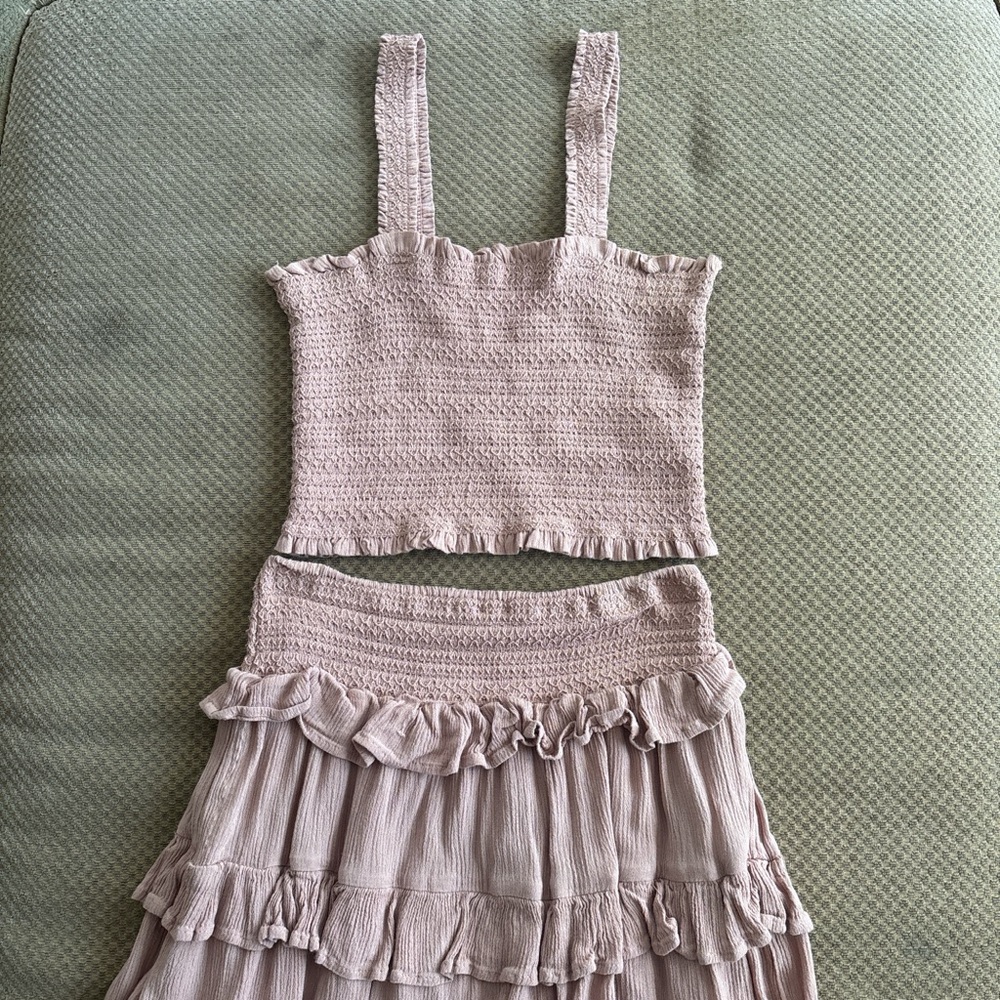 Pink Ruffled Two-Piece Set